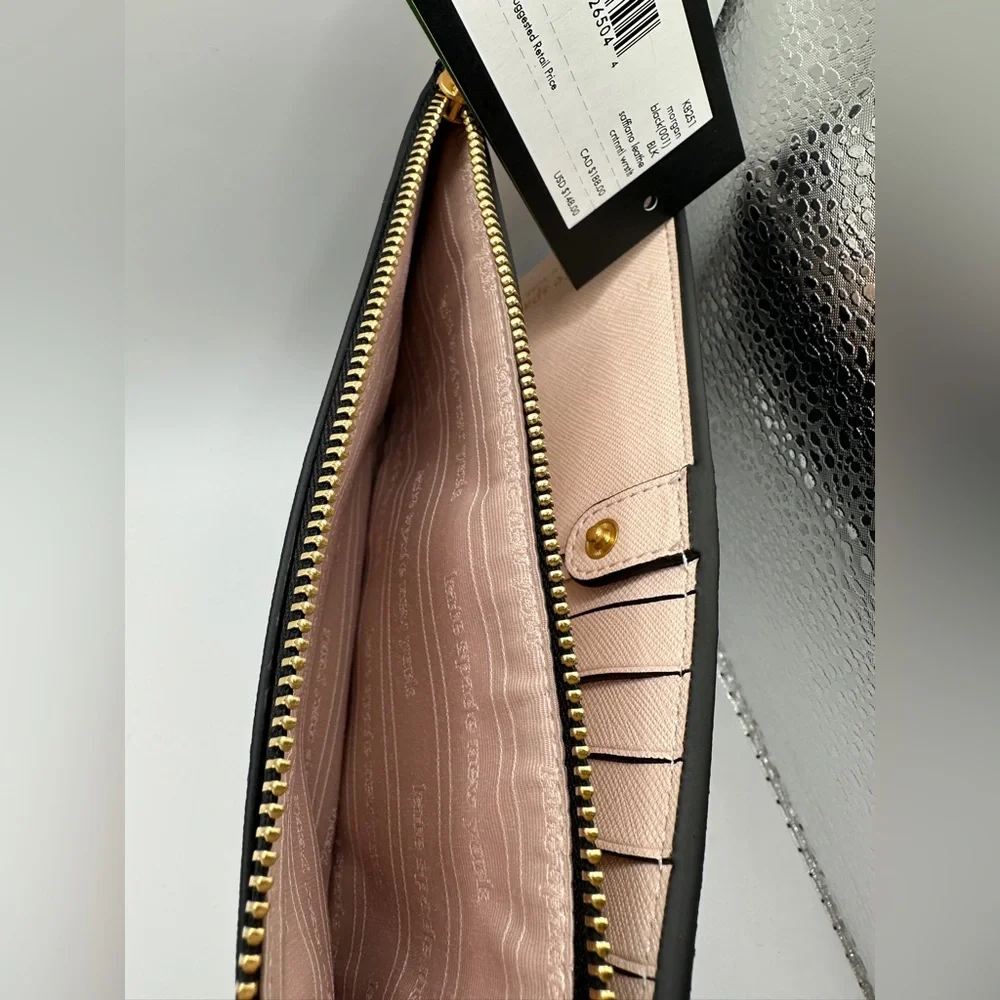 Kate Spade Black Wallet, Pink Interior with Gold Detail - Picture 7 of 7